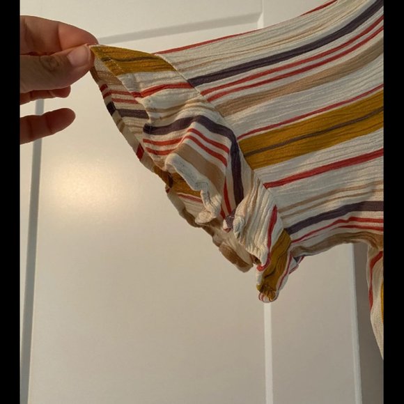 Striped Button Down Shirt with Ruffle Detail - Picture 3 of 3